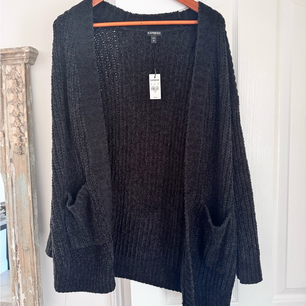 Express Black Open-Front Cardigan Sweater